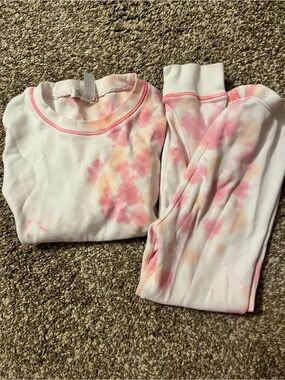 Girls Pink Tie-Dye Two-Piece Pajama Set